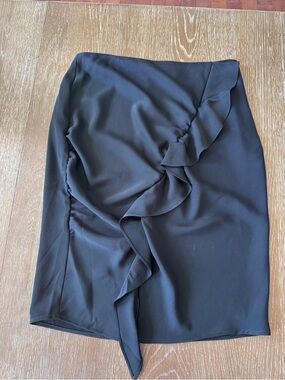 Express Black Ruffle Wrap Pencil Skirt